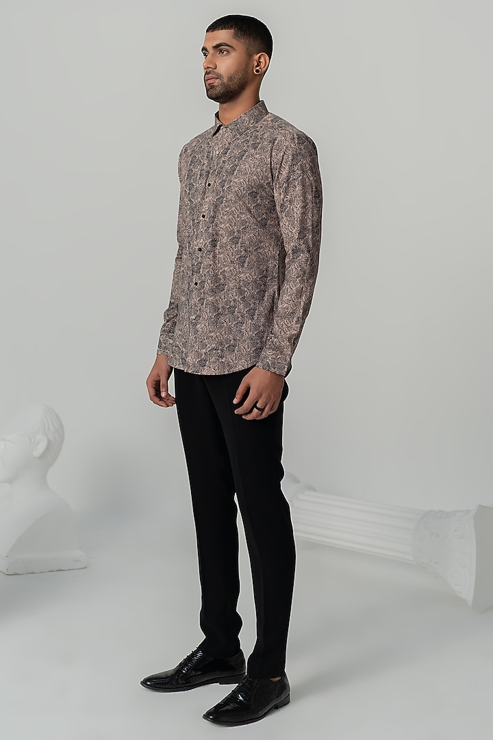 Mud Brown Twill Party Wear Shirt by Varun Chakkilam Men at Pernia's Pop Up Shop