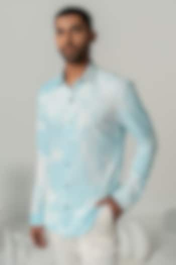 Aqua Italian Crepe Shirt by Varun Chakkilam Men