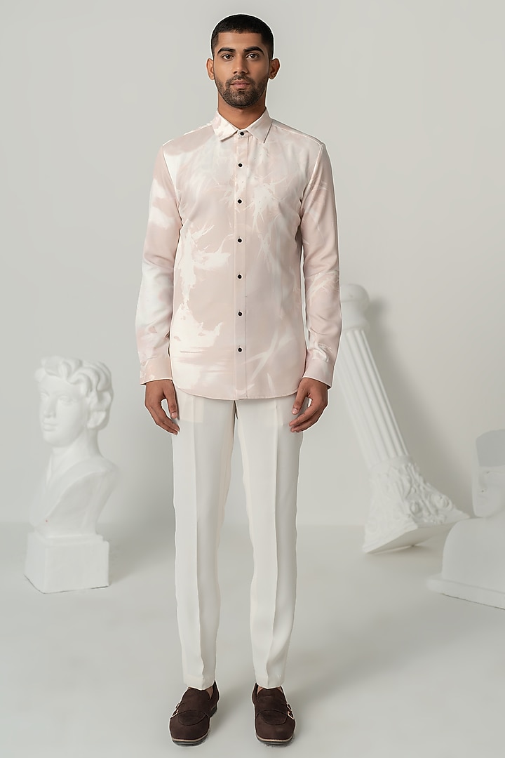 Pinkish Petal Italian Crepe Party Wear Shirt by Varun Chakkilam Men at Pernia's Pop Up Shop