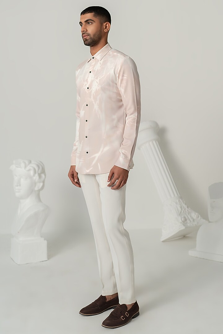 Pinkish Petal Italian Crepe Party Wear Shirt by Varun Chakkilam Men at Pernia's Pop Up Shop