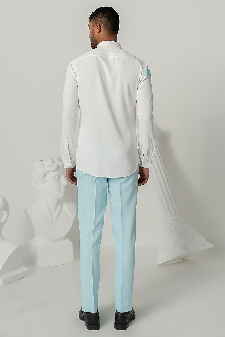 Bright White Italian Crepe Party Wear Shirt by Varun Chakkilam Men at Pernia's Pop Up Shop