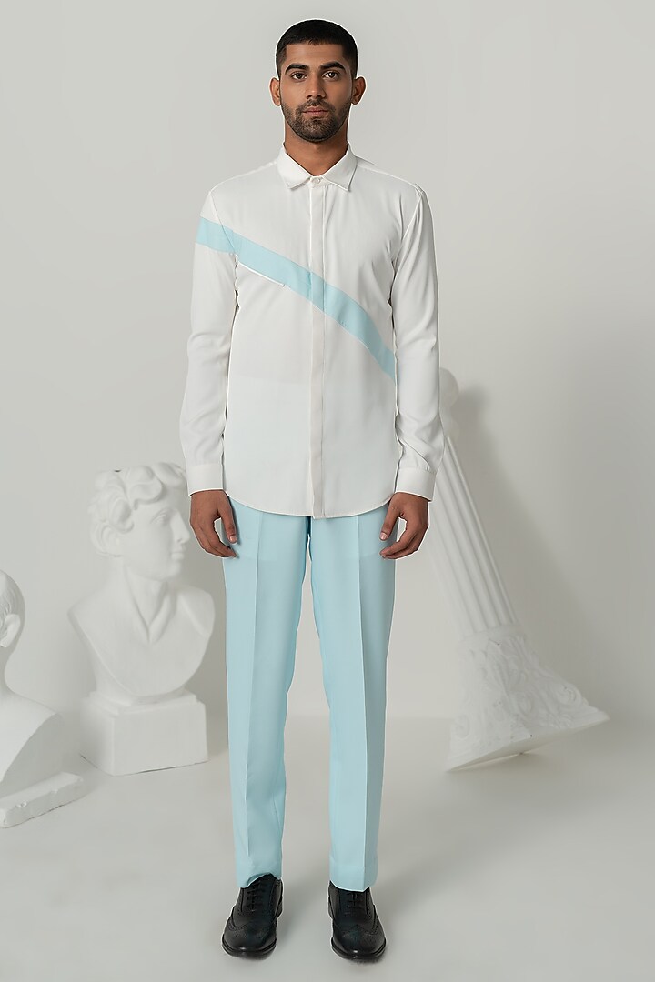 Bright White Italian Crepe Party Wear Shirt by Varun Chakkilam Men at Pernia's Pop Up Shop