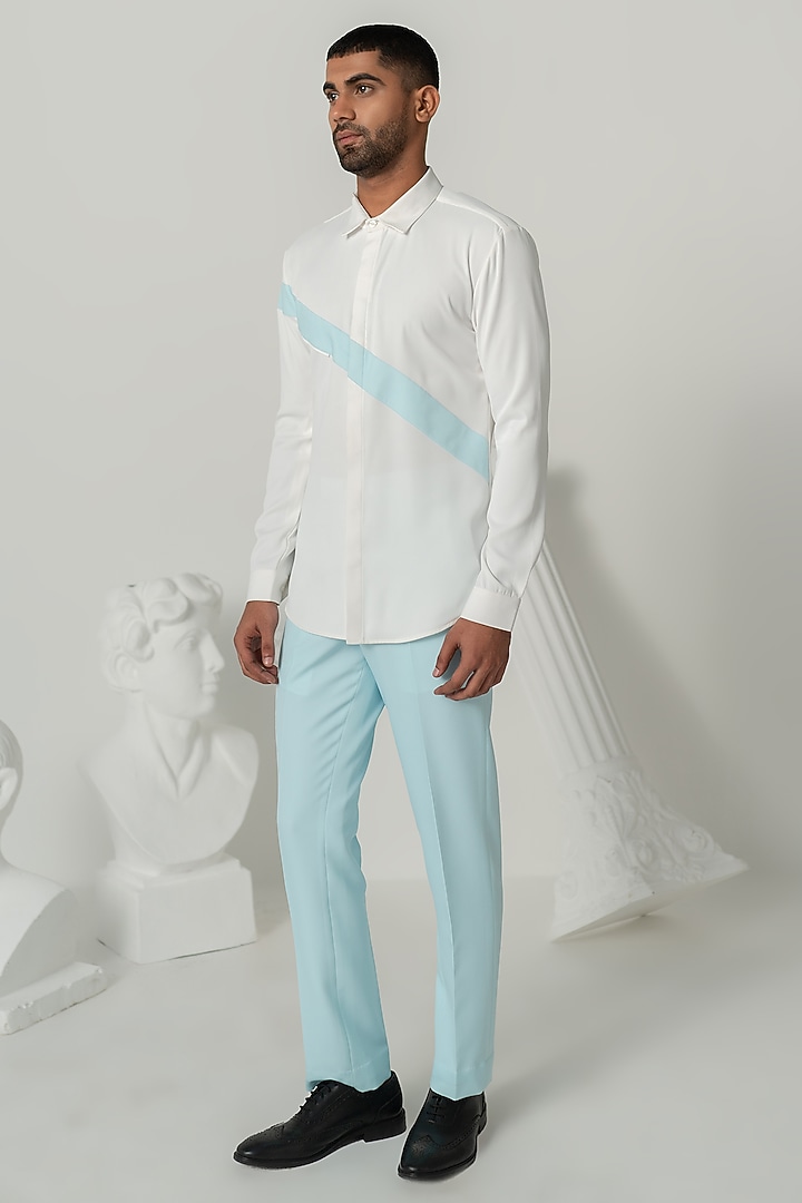 Bright White Italian Crepe Party Wear Shirt by Varun Chakkilam Men at Pernia's Pop Up Shop