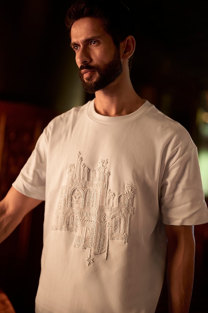 Ivory Japanese Polyester Embroidered Open Jacket Set by Varun Chakkilam Men at Pernia's Pop Up Shop