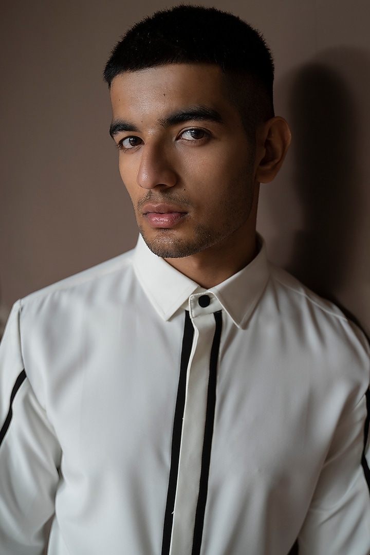 Arctic White Cotton Party Wear Shirt by Varun Chakkilam Men at Pernia's Pop Up Shop