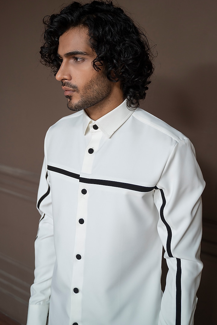 Arctic White Cotton Party Wear Shirt by Varun Chakkilam Men at Pernia's Pop Up Shop
