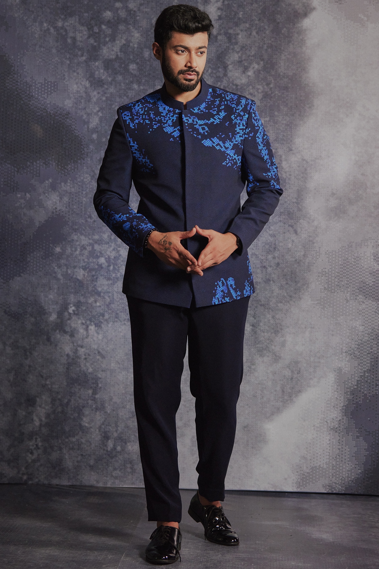 Buy Blue Bandhgala Suit for Men Online from India s Luxury Designers. 2024