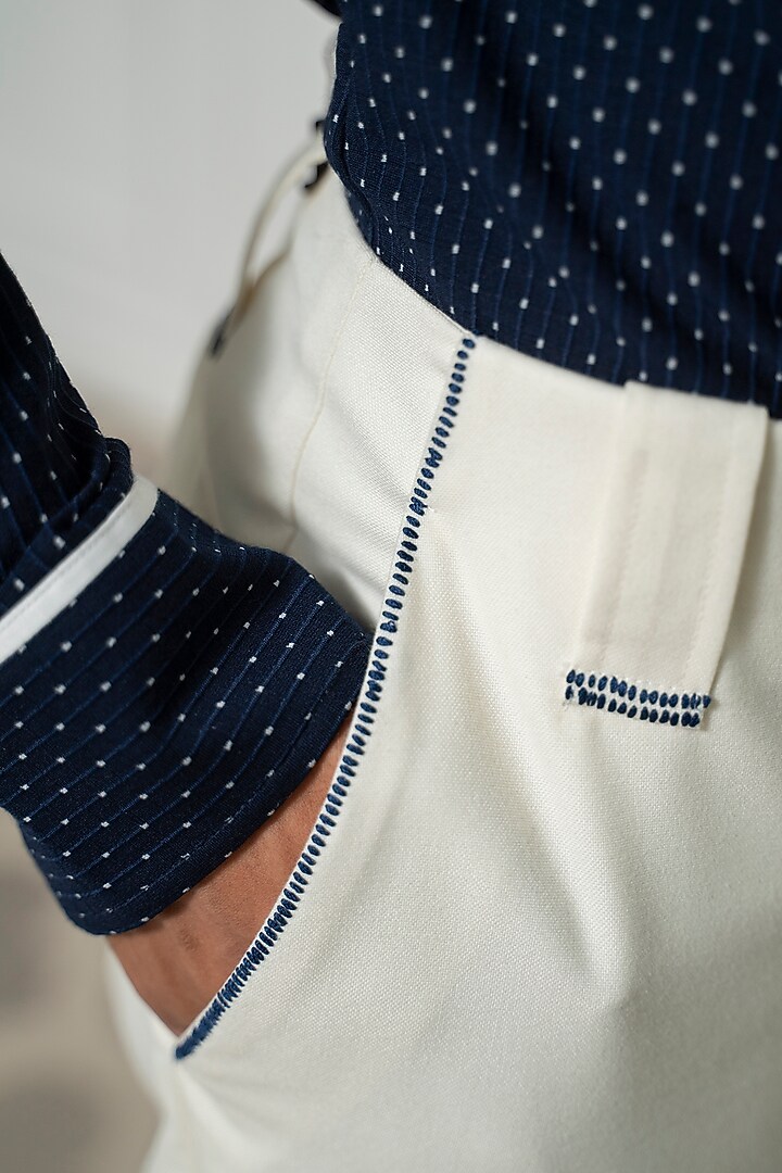 Blue Cotton Party Wear Shirt by Varun Chakkilam Men at Pernia's Pop Up Shop