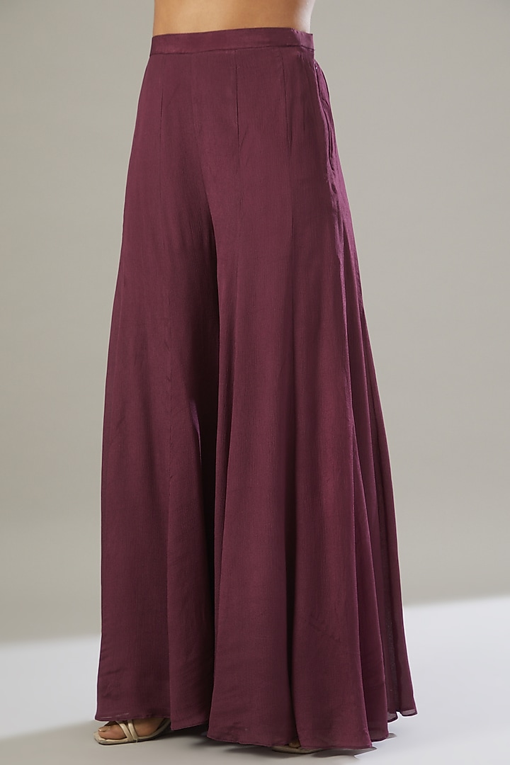 Wine Chiffon Kurta Set by VIDHI AGRAWAL at Pernia's Pop Up Shop