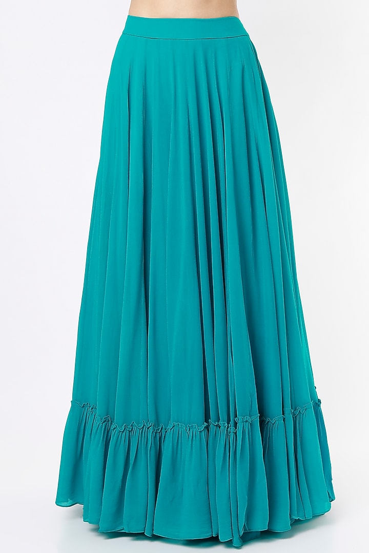 Teal One-Shoulder Kaftan Set by VIDHI AGRAWAL at Pernia's Pop Up Shop