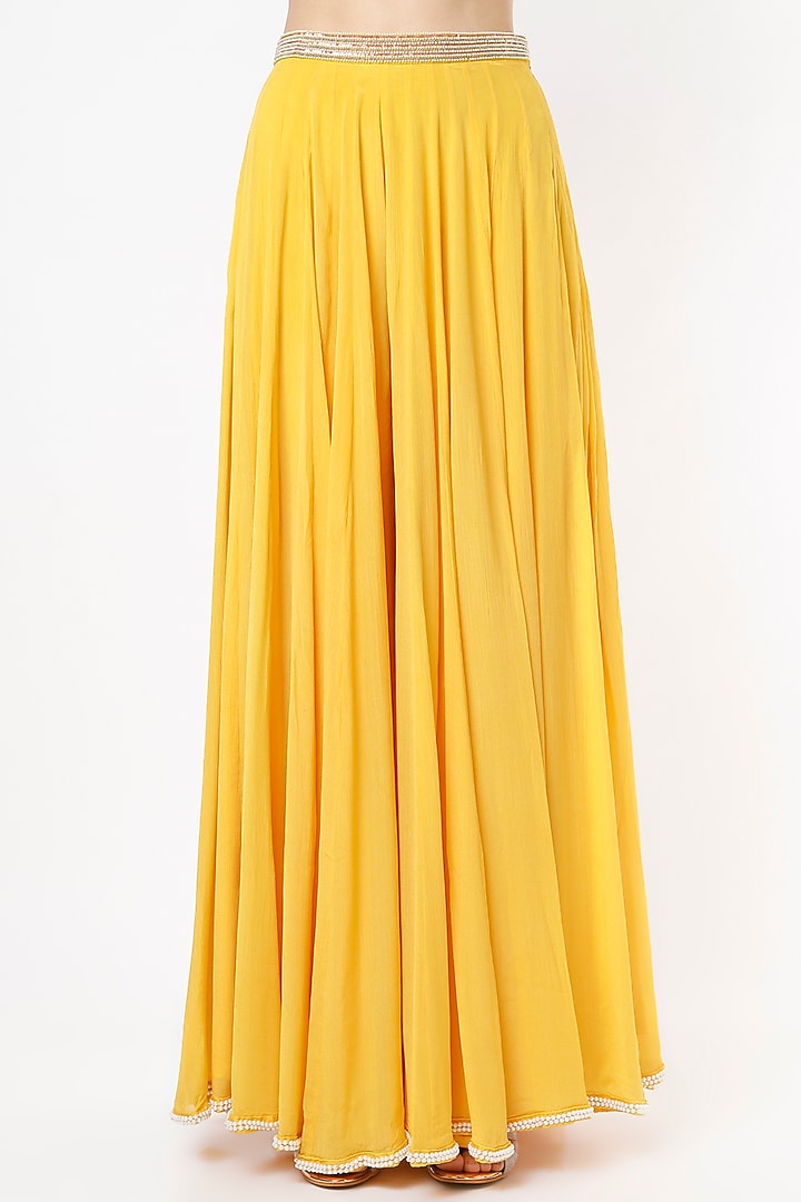 Canary Yellow Wedding Lehenga Set With Cape by VIDHI AGRAWAL at Pernia's Pop Up Shop