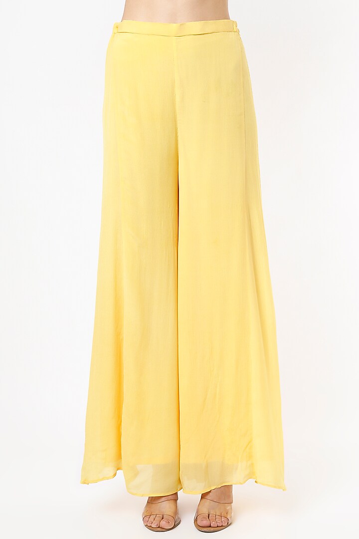 Canary Yellow Embroidered Kaftan Set by VIDHI AGRAWAL at Pernia's Pop Up Shop