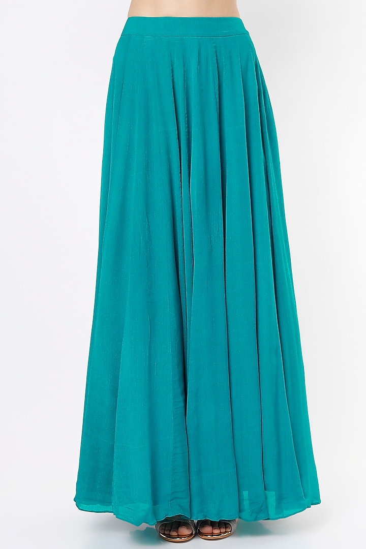 Teal Wedding Lehenga Set With Cape by VIDHI AGRAWAL at Pernia's Pop Up Shop