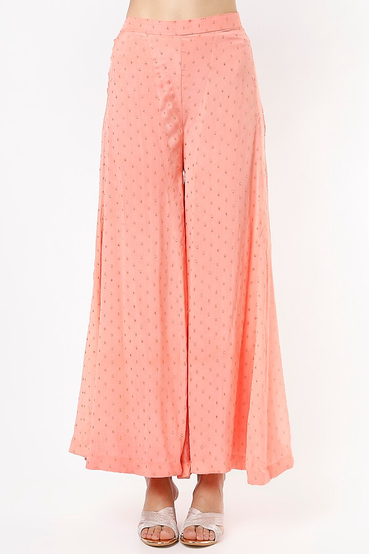 Rose Pink Mukaish Chiffon Party Wear Sharara Set by VIDHI AGRAWAL at Pernia's Pop Up Shop