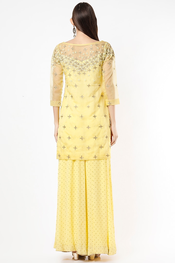 Yellow Chiffon Wedding Sharara Set by VIDHI AGRAWAL at Pernia's Pop Up Shop