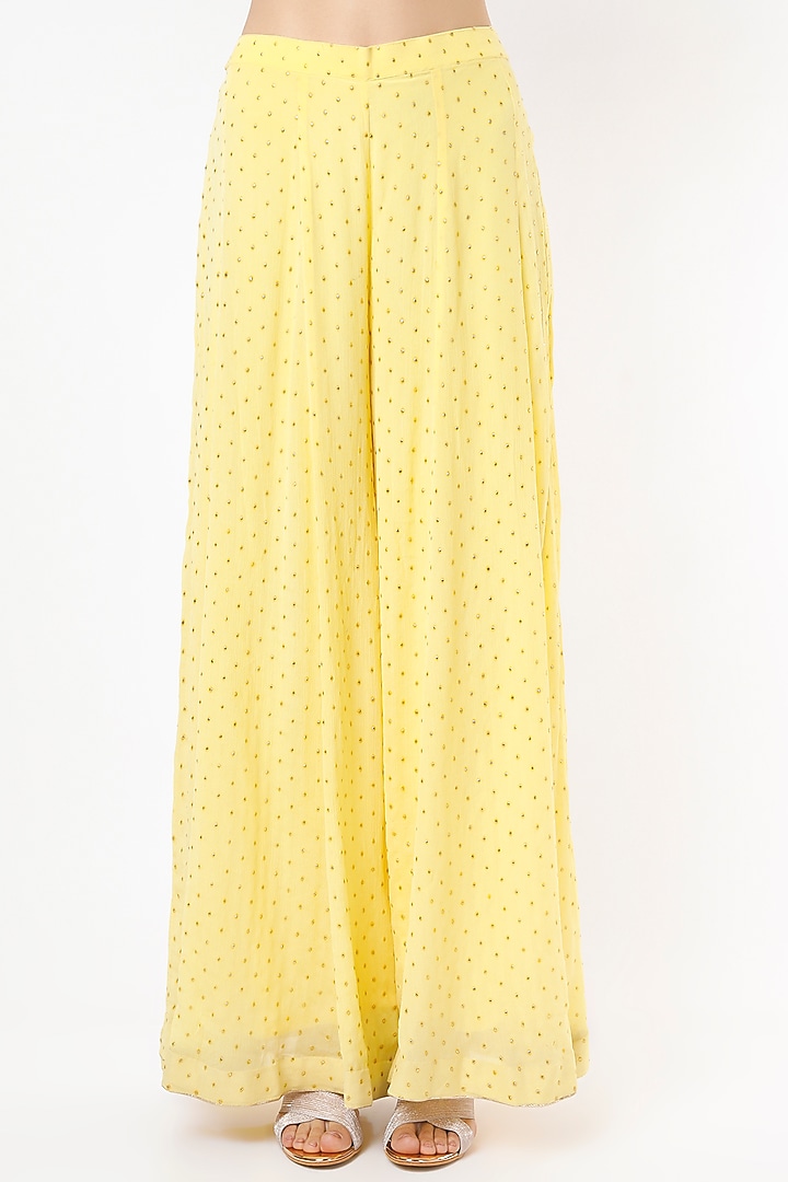 Yellow Chiffon Wedding Sharara Set by VIDHI AGRAWAL at Pernia's Pop Up Shop