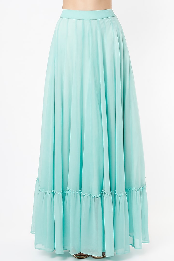 Aqua Gathered Lehenga Set by VIDHI AGRAWAL at Pernia's Pop Up Shop