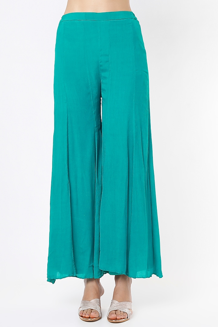 Teal Georgette Party Wear Sharara Set by VIDHI AGRAWAL at Pernia's Pop Up Shop