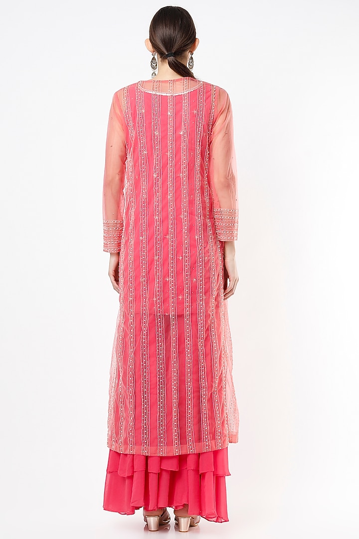Pink Embroidered Jacket Set by VIDHI AGRAWAL at Pernia's Pop Up Shop