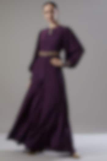 Aubergine Crepe Jumpsuit by VIDHI AGRAWAL at Pernia's Pop Up Shop