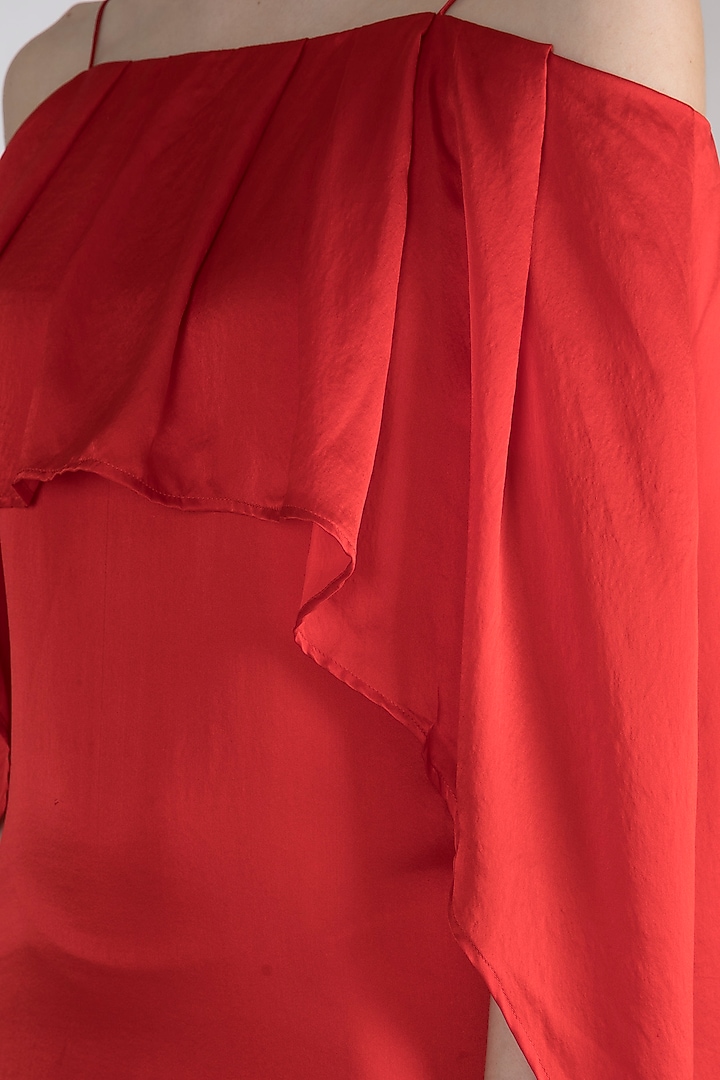 Rosso Red Off Shoulder Cape Vacation Dress by Vito Dell’Erba at Pernia's Pop Up Shop