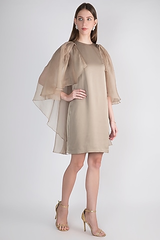 Champagne Midi Cape Dress by Vito Dell’Erba