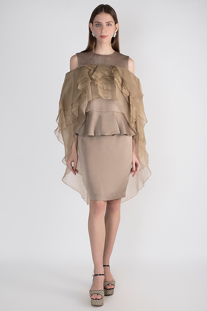 Champagne Tapered Peplum Top by Vito Dell’Erba at Pernia's Pop Up Shop