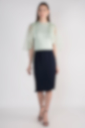 Navy Blue Midi Tapered Skirt by Vito Dell’Erba at Pernia's Pop Up Shop