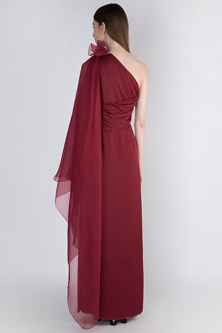 Wine Off Shoulder Gown by Vito Dell’Erba at Pernia's Pop Up Shop