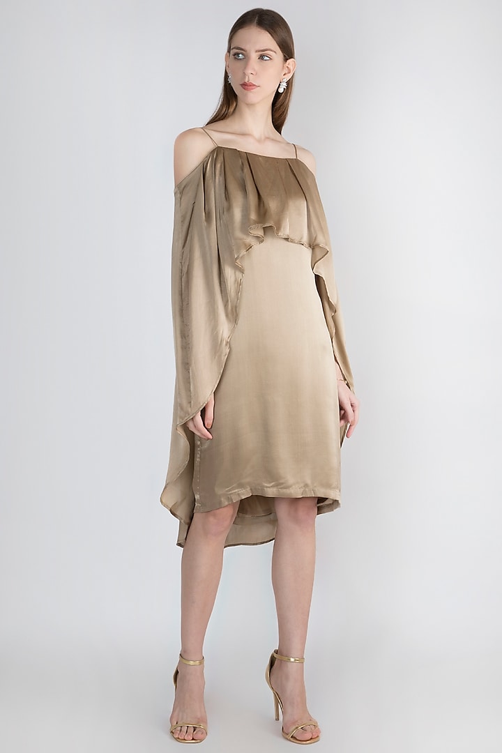 Champagne Off Shoulder Dress by Vito Dell’Erba