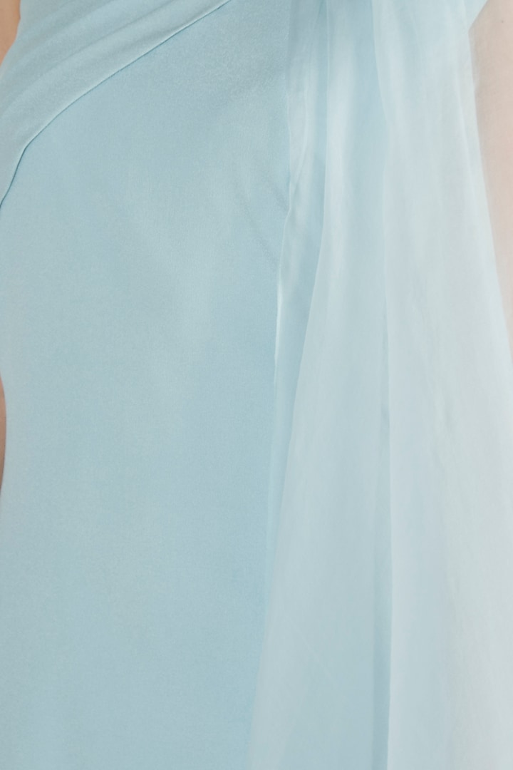 Light Blue Off Shoulder Cape Engagement Gown by Vito Dell’Erba at Pernia's Pop Up Shop