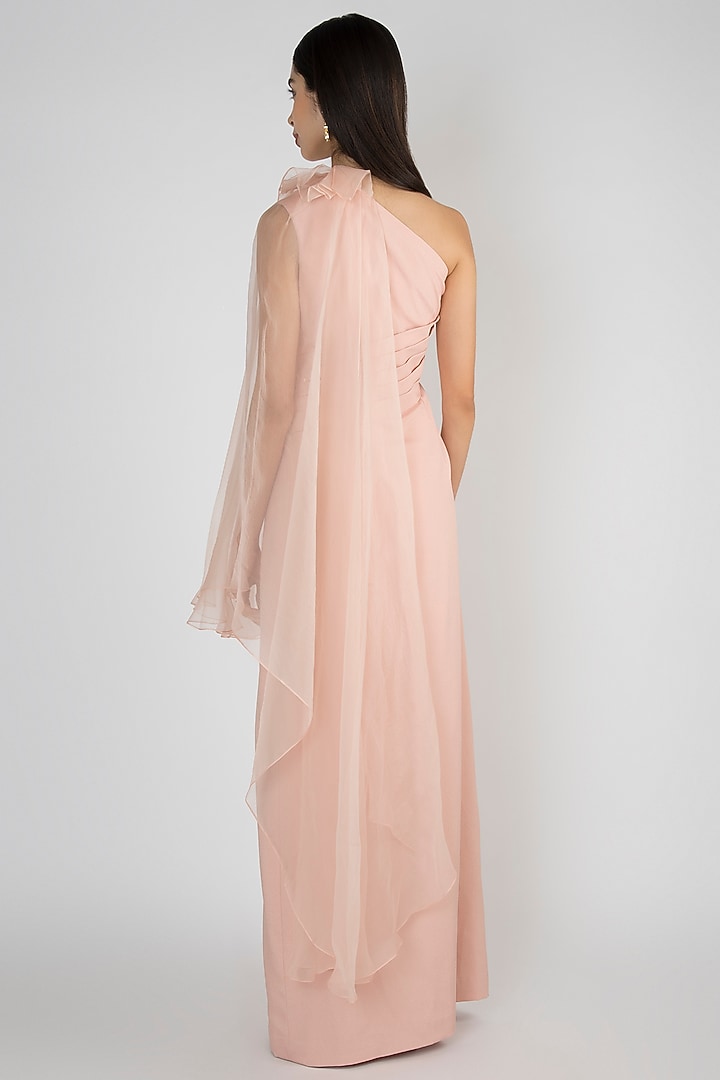Powder Pink Off Shoulder Cape Engagement Gown by Vito Dell’Erba at Pernia's Pop Up Shop