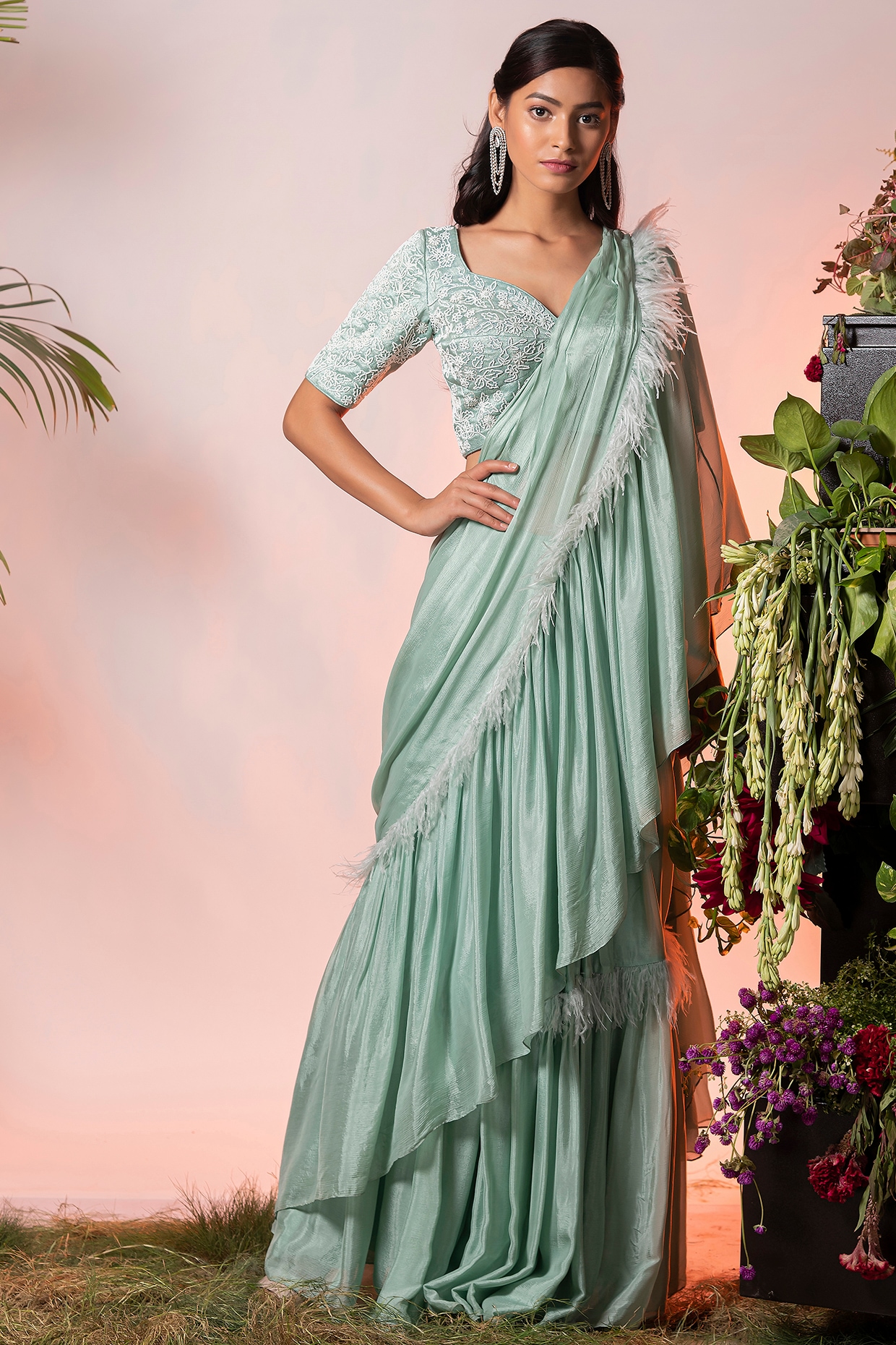 Buy Designer Ruffle Saree online at 