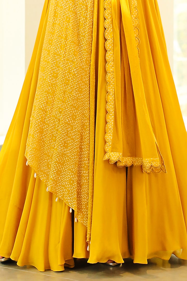 Canary yellow Hand Embroidered Wedding Anarkali Set by Vidushi Gupta at Pernia's Pop Up Shop