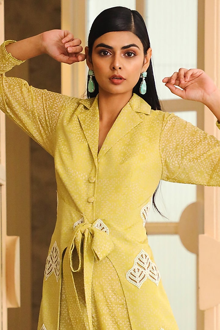 Lime Green Printed Jumpsuit by Vidushi Gupta at Pernia's Pop Up Shop