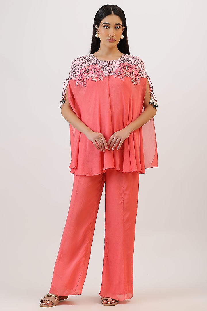 Blush Pink Pure Silk Tassels Embroidered Gharara Set by Vidushi Gupta at Pernia's Pop Up Shop