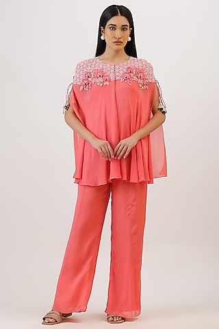 Blush Pink Pure Silk Tassels Embroidered Gharara Set by Vidushi Gupta