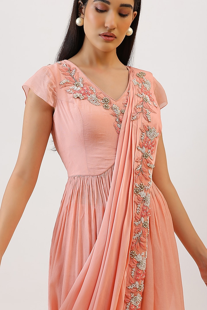 Baby Pink Pure Silk Floral Embroidered Gharara Set by Vidushi Gupta at Pernia's Pop Up Shop