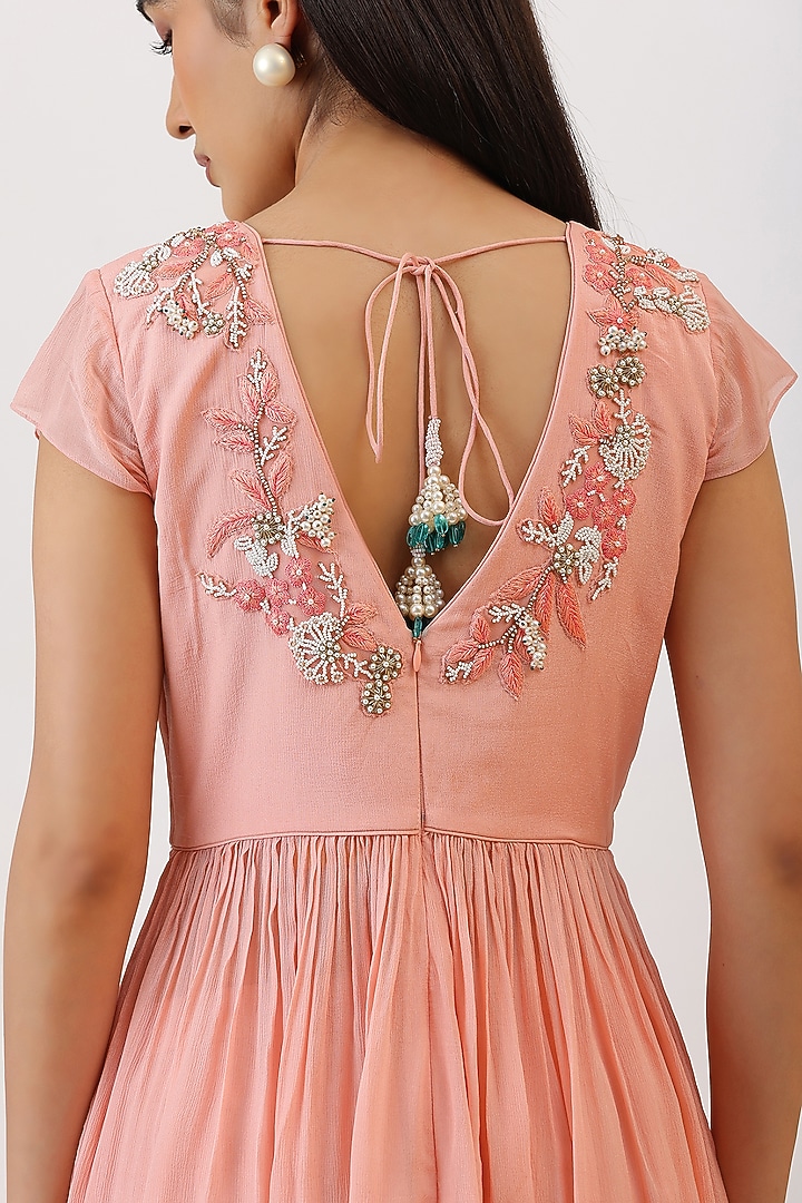 Baby Pink Pure Silk Floral Embroidered Gharara Set by Vidushi Gupta at Pernia's Pop Up Shop