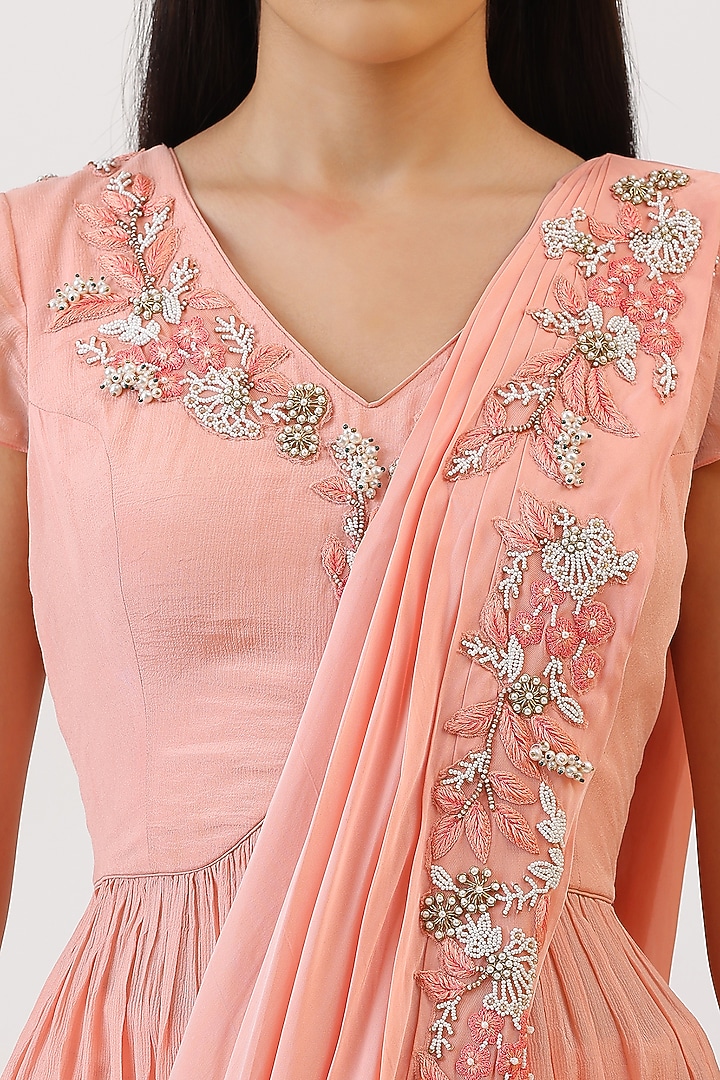Baby Pink Pure Silk Floral Embroidered Gharara Set by Vidushi Gupta at Pernia's Pop Up Shop
