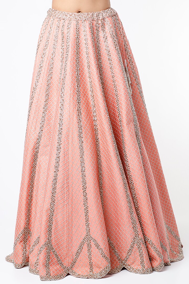 Rose Pink Hand Embroidered Wedding Lehenga Set by Vidushi Gupta at Pernia's Pop Up Shop