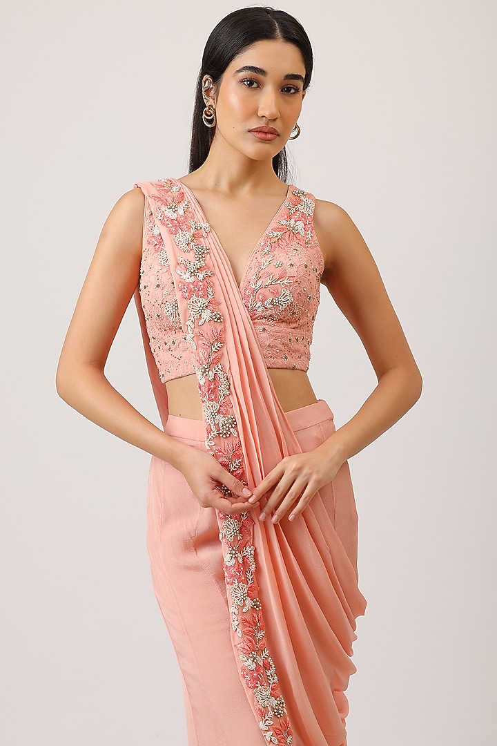 Pink Modal Silk Hand Embroidered Gharara Set by Vidushi Gupta at Pernia's Pop Up Shop