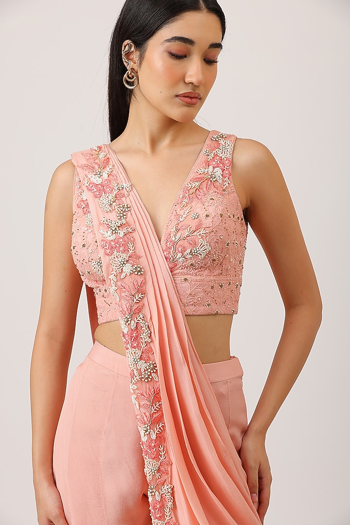 Pink Modal Silk Hand Embroidered Gharara Set by Vidushi Gupta at Pernia's Pop Up Shop