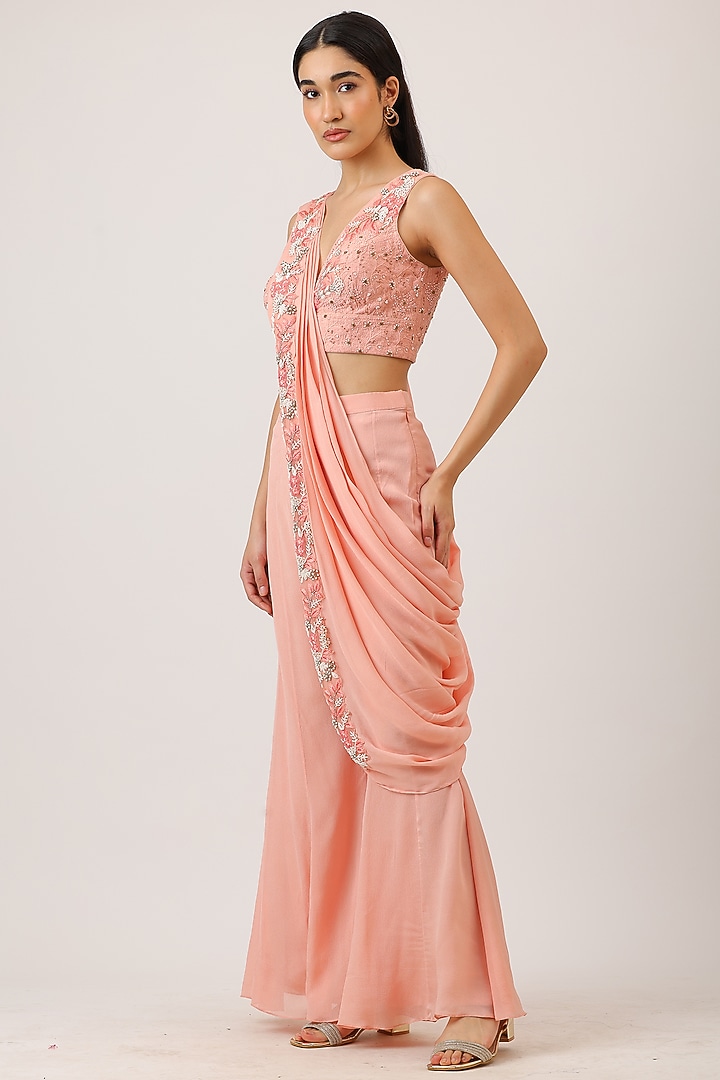 Pink Modal Silk Hand Embroidered Gharara Set by Vidushi Gupta at Pernia's Pop Up Shop