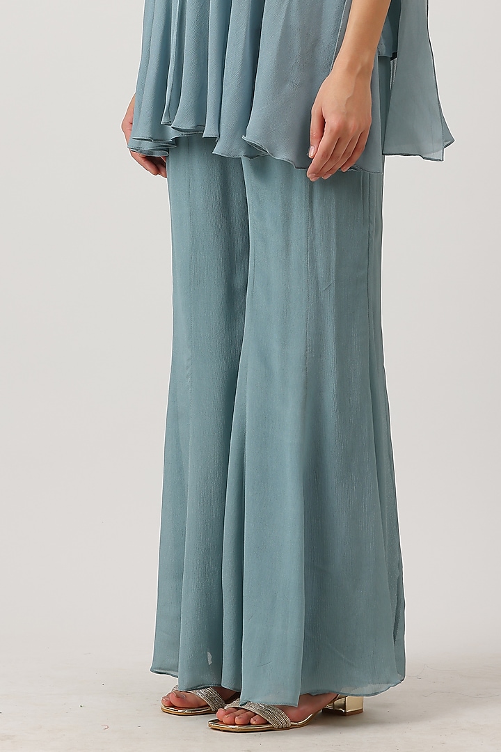 Blue Modal Silk Thread Work Embroidered Cape Set by Vidushi Gupta at Pernia's Pop Up Shop