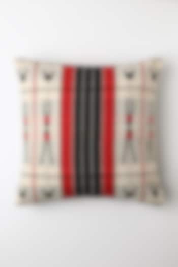 White & Red Lajupu Cushion Cover by Vekuvolu Dozo