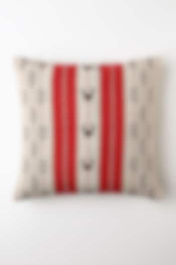 White & Red Mithun Pride Cushion Cover by Vekuvolu Dozo