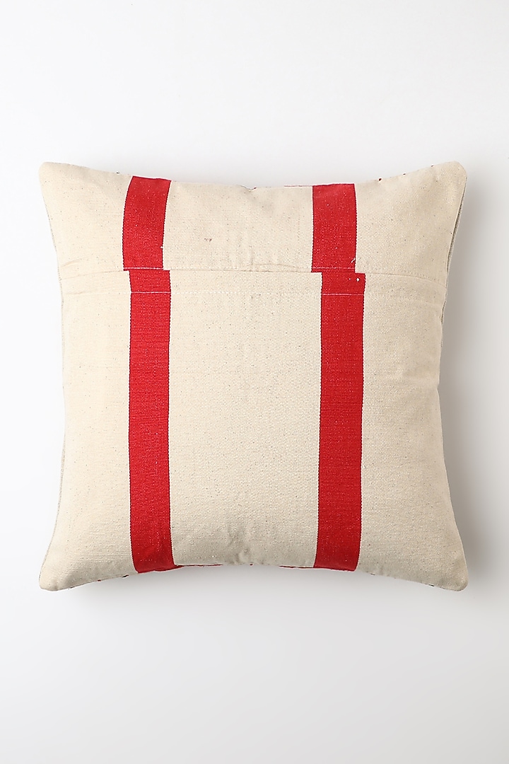 White & Red Mithun Pride Cushion Cover by Vekuvolu Dozo at Pernia's Pop Up Shop