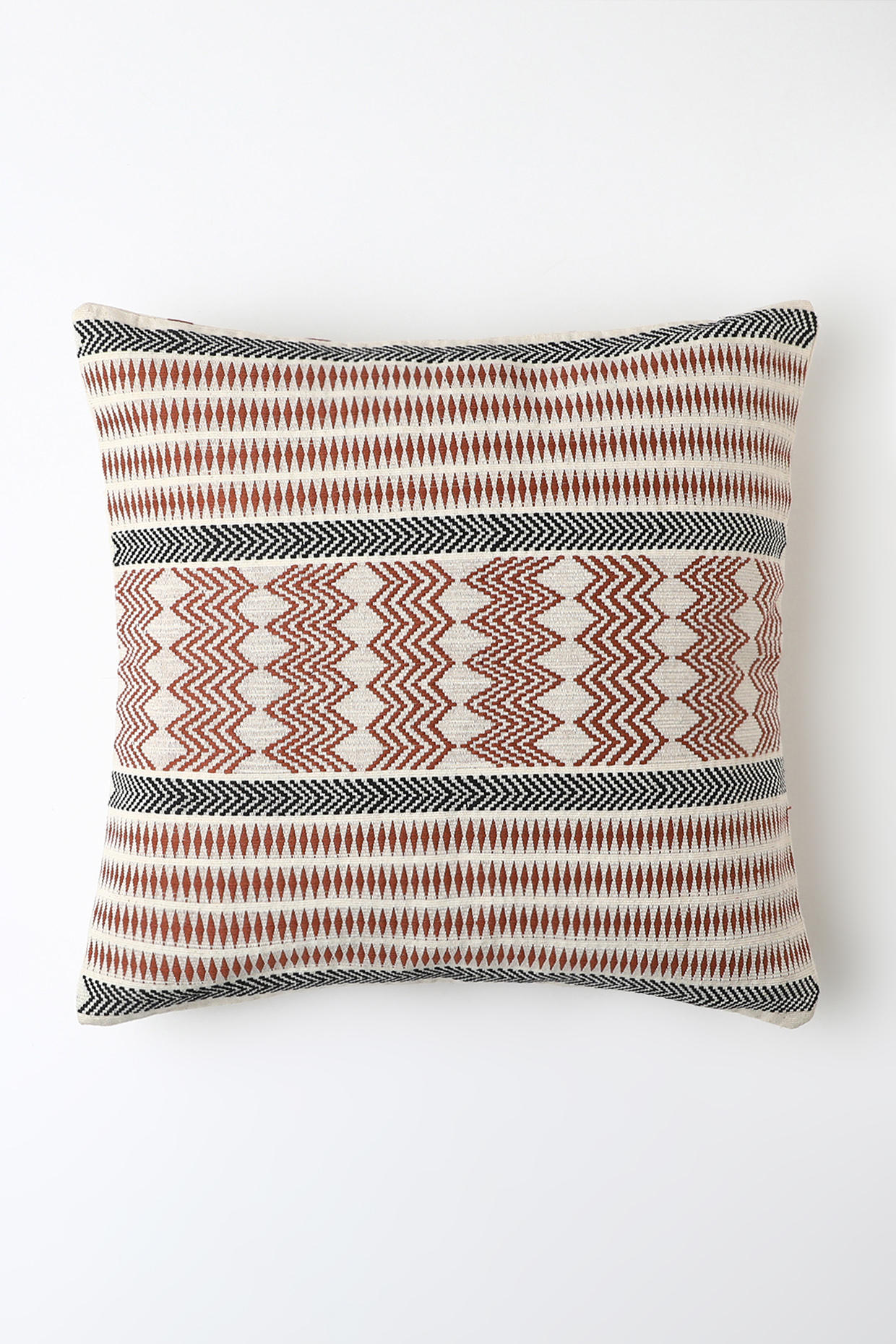 White & Brown Aco Cushion Cover by Vekuvolu Dozo at Pernia's Pop Up Shop