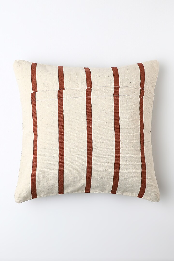 White & Brown Aco Cushion Cover by Vekuvolu Dozo at Pernia's Pop Up Shop